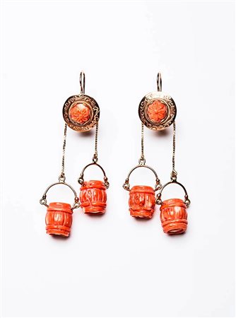 Orecchini in oro e corallo Cerasuolo - Italia, inizio XX secolo