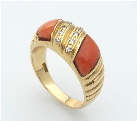 Anello in oro e corallo Cerasuolo - Italia XX secolo