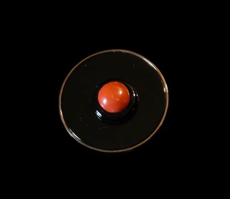 Anello in onice, corallo Mediterraneo - Manifattura Ascione, Torre del Greco 