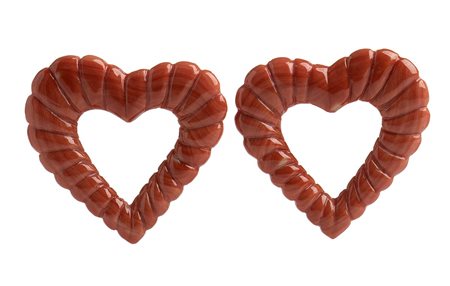 Coppia di cuori traforati in corallo Cerasuolo - Manifattura Guarracino, Torre del Greco   