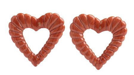 Coppia di cuori traforati in corallo Cerasuolo - Manifattura Guarracino, Torre del Greco    