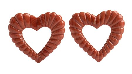 Coppia di cuori traforati  in corallo Cerasuolo - Manifattura Guarracino, Torre del Greco   