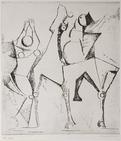 Marini Marino Trio felice, 1970 Acquaforte - punta rotante cm 70x50 es....