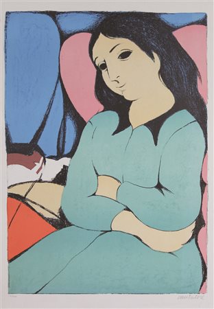 Cantatore Domenico due serigrafie su carta: Figura di donna es.IV/XXX cm...