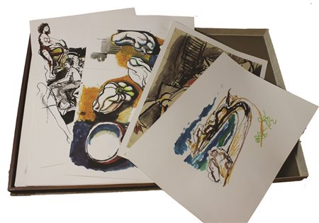 Guttuso Renato Disegni 1938-1972 cartella di 50 litografie a colori con nota...