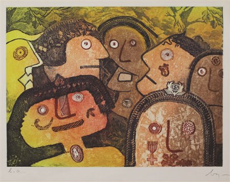 Baj Enrico Foto di famiglia Incisione cm 50x65 firmata in basso a destra,...