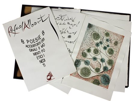 Alberti Raphael Antologia Poetica cartella con 8 acqueforti es. 62/120 + 1...