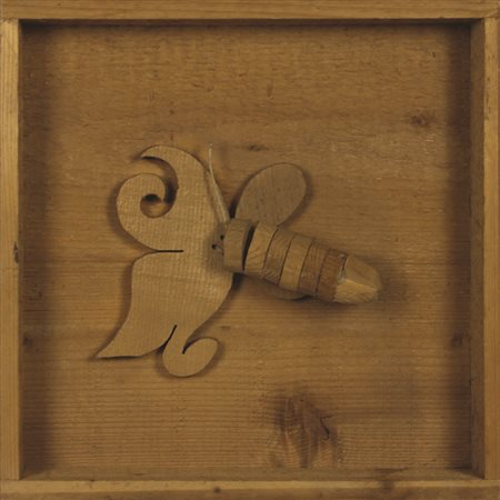 Ceroli Mario Lui, 1971 scultura in abete es.70/90, cm. 31x32x7 numerata...