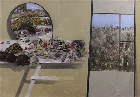 Banchieri Giuseppe Barattoli e finestra, 1973 Olio su tela cm 80x100 firmato...