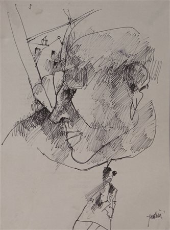 Tadini Emilio Senza titolo china su carta cm 29,5x21 firmata in basso a destra