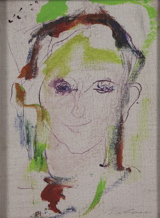 Treccani Ernesto Volto tecnica mista su tela cm 17x12 firmata in basso a...