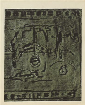 Basaldella Mirko Composizione pastelli a cera su carta velina nera cm. 29,5x24