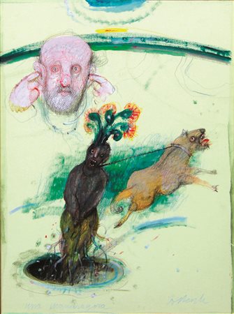 Possenti Antonio Una mandragora, 1999 tecnica mista su carta intelata cm...