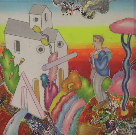 Alinari Luca Senza titolo tecnica mista su tela applicata su tavola cm 24x24...