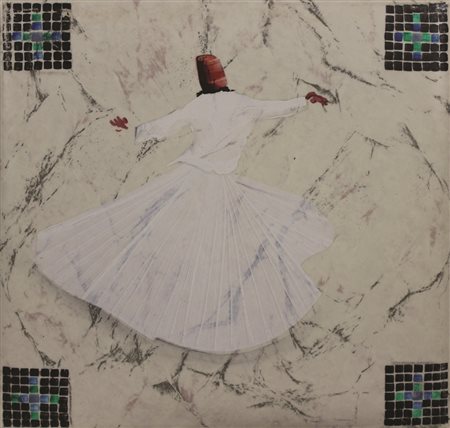 Mondino Aldo Senza titolo, 2001 olio su linoleum cm 40x40 firmato e datato al...