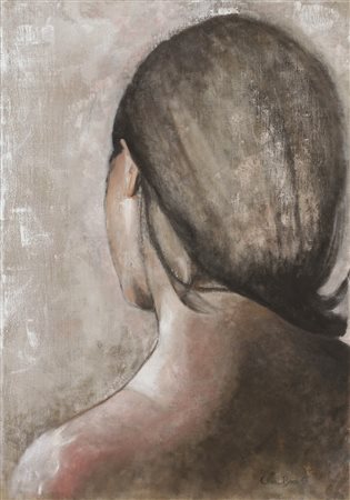 Borsi Chiara Riflessioni, 2012 olio su tela di lino cm 90x60 firmato in basso...