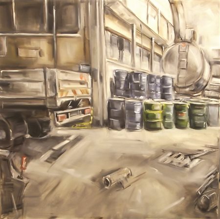 Cacucciolo Loredana New land 1, 2012 Olio su tela cm 100x100x5 firmato in...