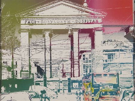 De Filippi Leonida Paesaggio urbano tecnica mista su carta cm. 30x40 firmata...