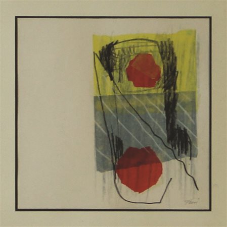 Fusi Walter Senza titolo collage e tecnica mista su carta cm 19x19 firmata in...