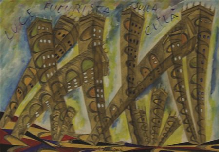 Magni Riccardo Luce futurista sulla città, (anni'30) grafite, olio e gouache...