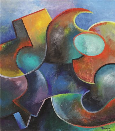 Marasco Antonio Aspetti di una scala elicoidale, 1958 Tecnica mista su tela...