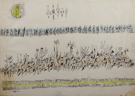 Dangelo Sergio Il grande spettacolo, 1955 china e tecnica mista su cartoncino...