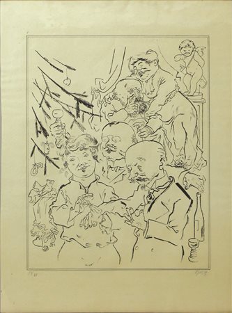 Grosz George Verlobung unterm Weihnachtsbaum,1922/1923 litografia su carta es...