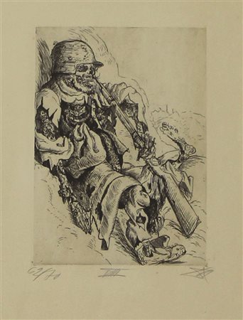 Dix Otto Toter sappenposten, 1924 incisione su carta cm 46,5x35 esemplare...