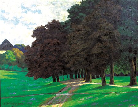 Steiner Karl Paesaggio, 1907 Olio su tela cm. 80x95 firmato e datato in basso...