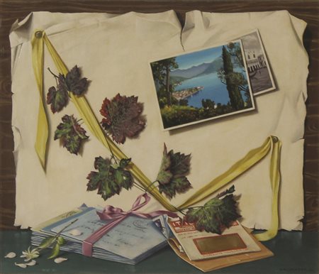 Accornero Vittorio "Trois souvenirs", 1950 olio su cartoncino cm. 40x50...