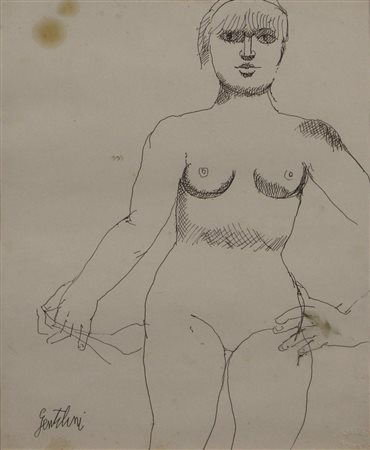 Gentilini Franco Nudo femminile, 1979 china su carta cm 29,5x23,5 firmata in...