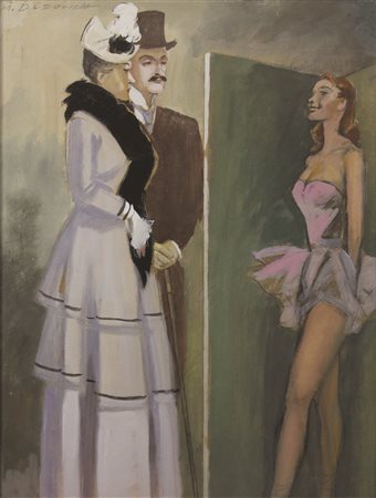 Dudovich Marcello Senza titolo tecnica mista su cartone cm 48,5x37 firmata in...