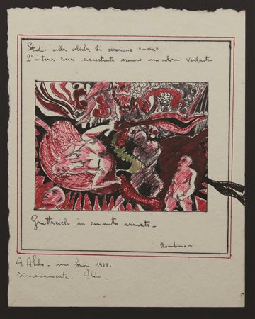 Mondino Aldo Studio, 1963 tecnica mista su cartoncino cm 25,5x20 firmato in...