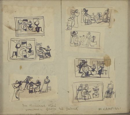 Campigli Massimo Studio per il concerto, 1936 Disegni a china su carta...