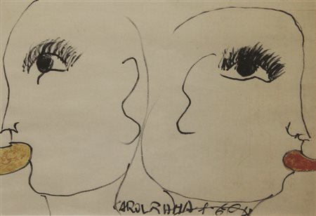 Carolrama Senza titolo, 1960 tecnica mista su carta cm 21x29,5 firmata e...