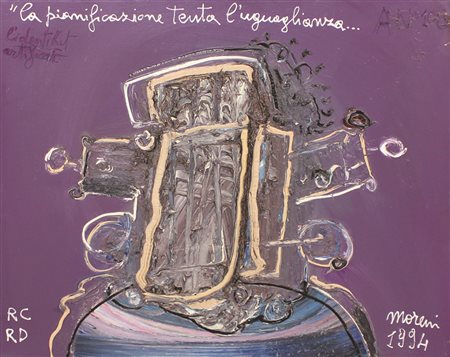 Moreni Mattia La pianificazione tenta l'uguaglianza, 1994 olio su tela cm...
