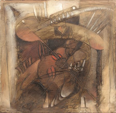 Cuman Fabio Senza titolo acrilico su tela cm 50x50 firmato in basso a...