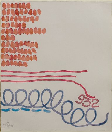 Griffa Giorgio 3 linee con arabesco N. 932, 1993 acquarello su carta cm 32x25...