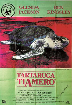 Warhol Andy Tartaruga ti amerò Manifesto pubblicitario cm 195x139 firmato in...