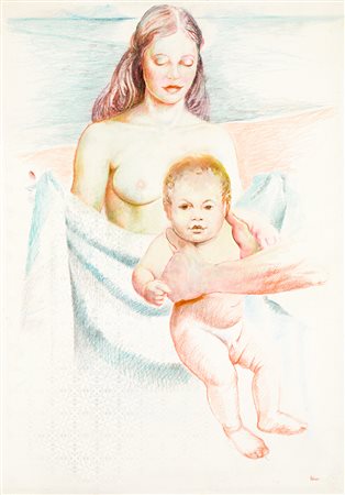 WALTER FALCONI (1935) - Studio per una maternità, 1984