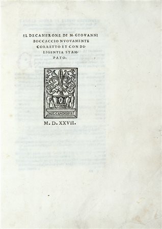 BOCCACCIO, Giovanni (1313-1375) - Il Decamerone … nuovamente corretto et con di