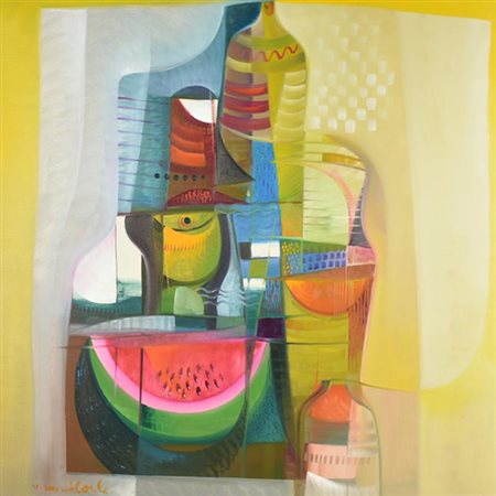 Vittorio Maria Di Carlo NATURA MORTA olio su tela, cm 100x100 firma sul...