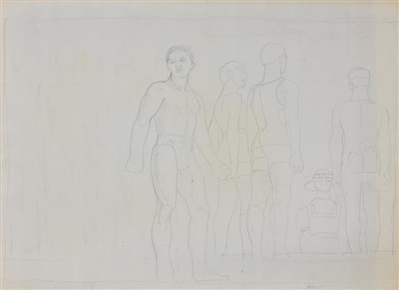 Jared French SENZA TITOLO matita su carta, cm 40x53 sul retro: schizzo a...