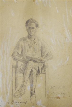 Guido Borgianni AUTORITRATTO matita su carta, 30x20,5 firma, titolo e data...