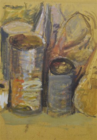 Mario Marcucci NATURA MORTA tempera su cartone, cm 42x30 firma