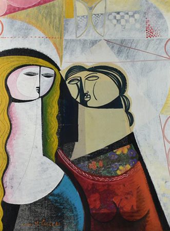 Vittorio Maria Di Carlo FIGURE olio su tela, cm 80x60 firma e data sul retro:...