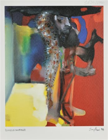 Marco Cingolani ULISSE IN PASSERELLA litografia, foglio cm 26x20; es....