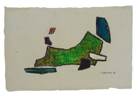 Luigi Veronesi SENZA TITOLO pastelli e matita su carta, cm 13x20 firmato e...
