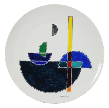 Luigi Veronesi SENZA TITOLO piatto in ceramica smaltata, diametro cm 29,5...