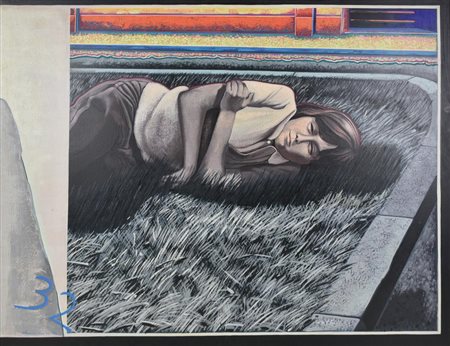 Claudio Mariani ASSENTE GIUSTIFICATO acrilico su tela, cm 100x80 sul retro:...